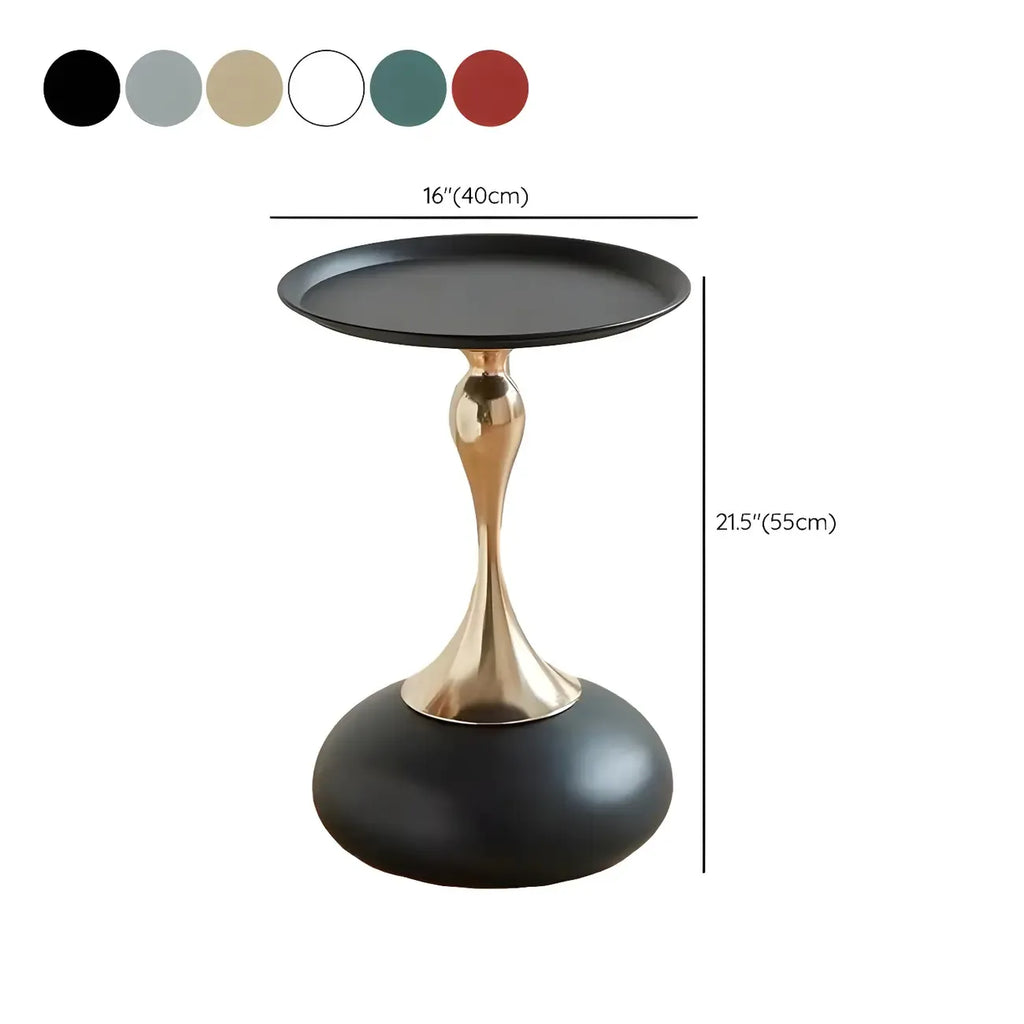 Table d'appoint ronde élégante en acier inoxydable noir