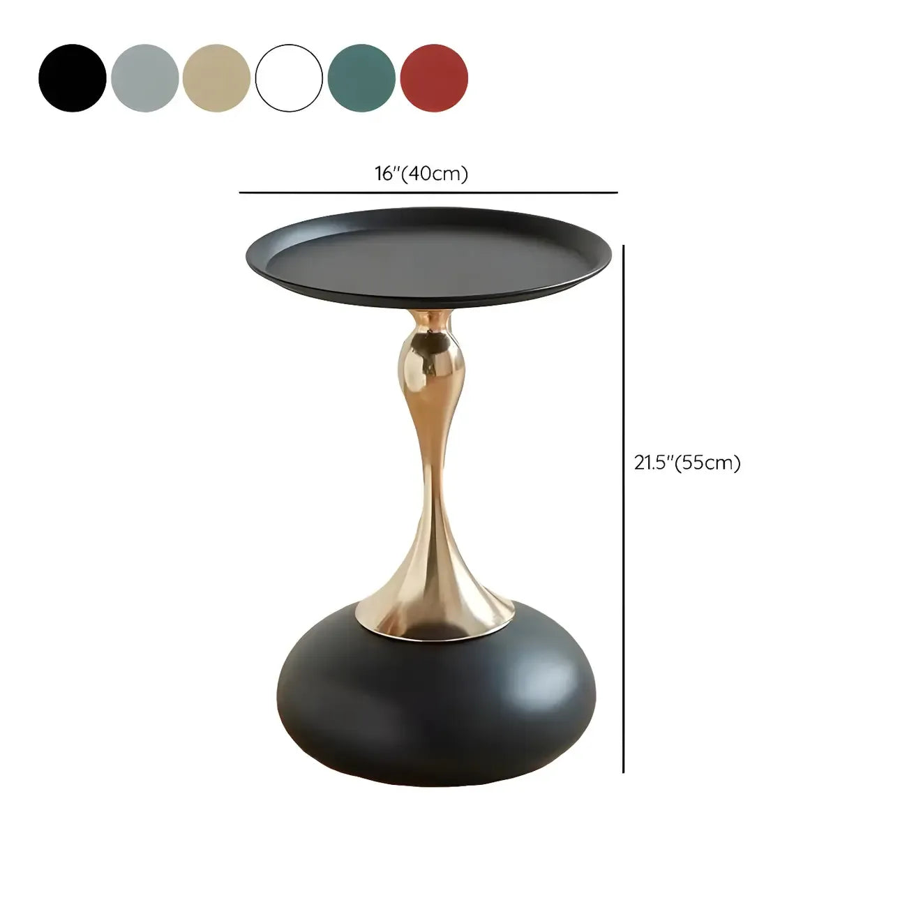 Table d'appoint ronde élégante en acier inoxydable noir
