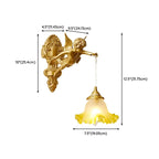 Applique murale vintage artistique en forme d'ange doré avec abat-jour en cristal
