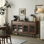 Buffet moderne en pin brun foncé avec tiroirs