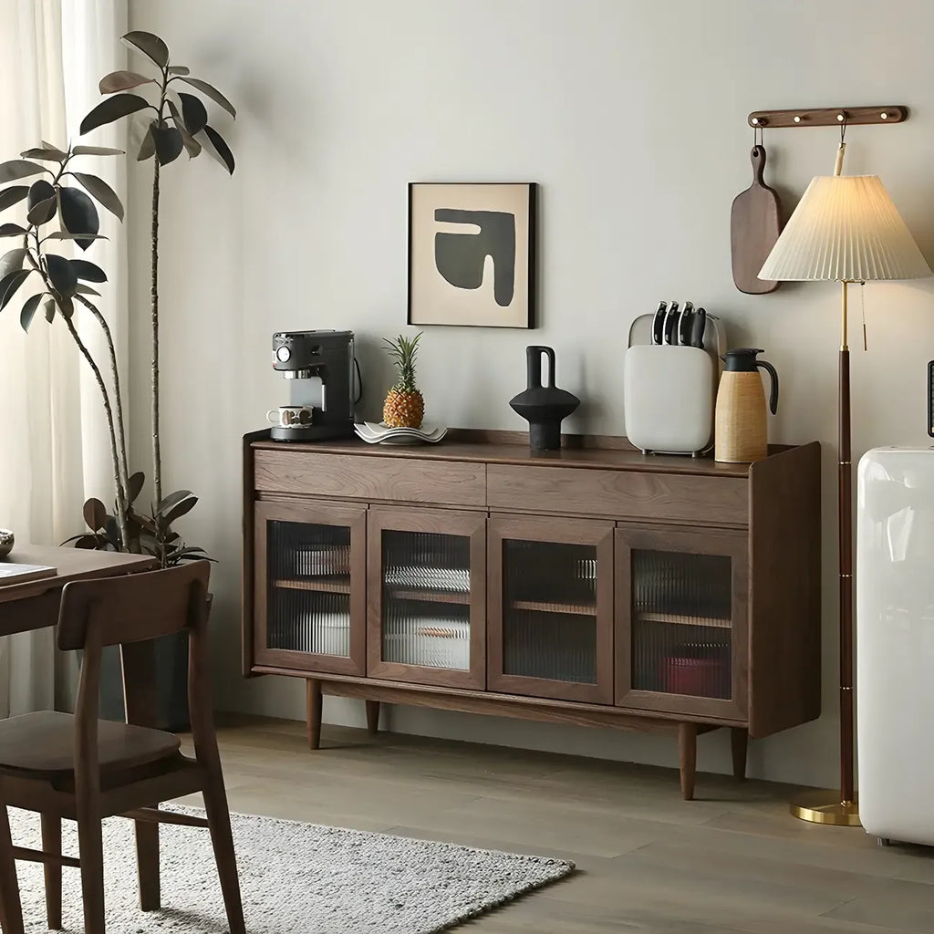 Buffet moderne en pin brun foncé avec tiroirs