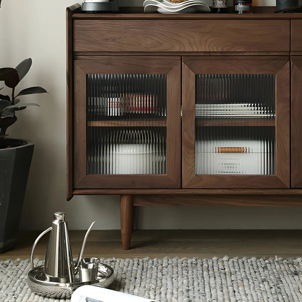Buffet moderne en pin brun foncé avec tiroirs