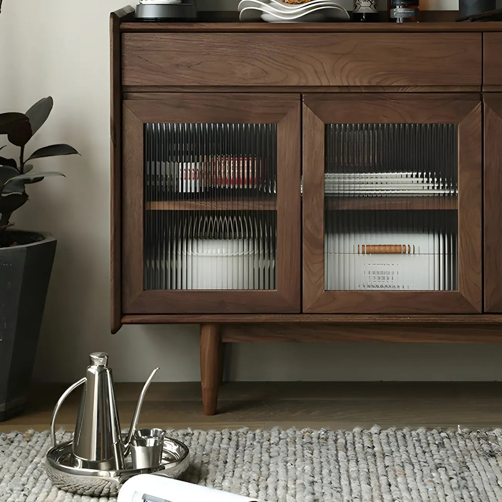 Buffet moderne en pin brun foncé avec tiroirs