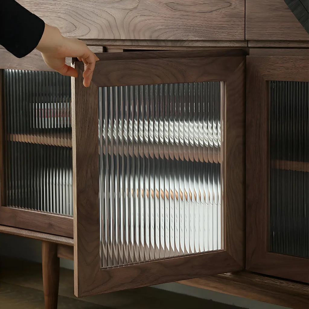 Buffet moderne en pin brun foncé avec tiroirs