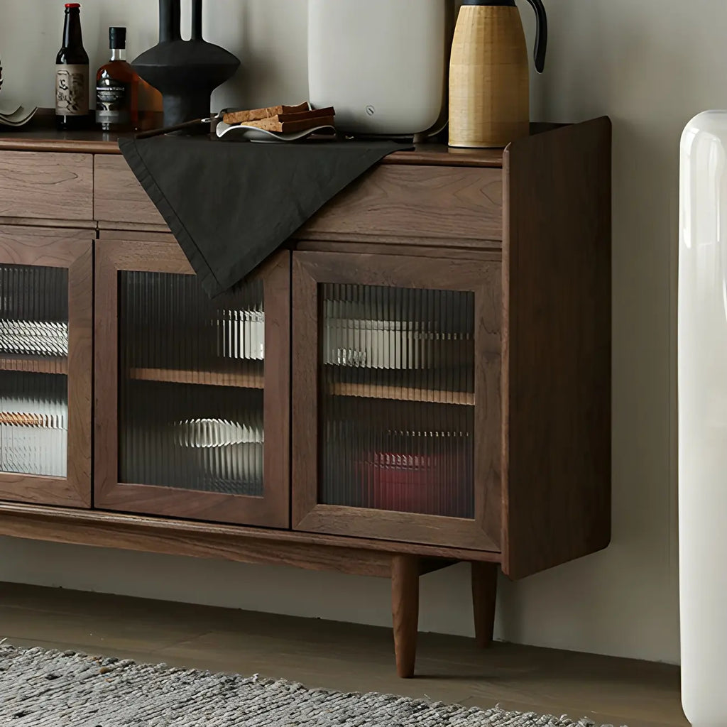 Buffet moderne en pin brun foncé avec tiroirs