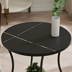 Table d'appoint ronde moderne en acier brillant et plateau en marbre