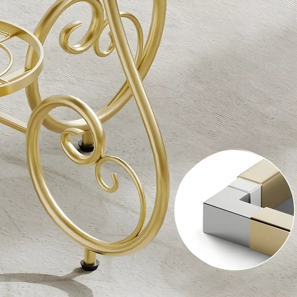 Table d'appoint ronde moderne en acier brillant et plateau en marbre