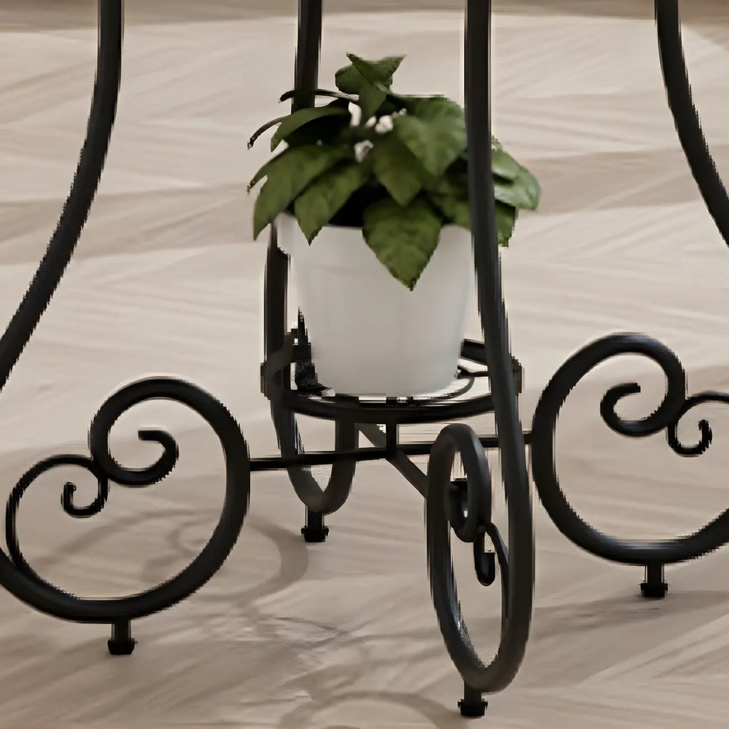 Table d'appoint ronde moderne en acier brillant et plateau en marbre