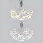 Lustre moderne en métal noir avec bouquet de cristaux et LED