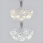 Lustre moderne en métal noir avec bouquet de cristaux et LED