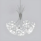 Lustre moderne en métal noir avec bouquet de cristaux et LED