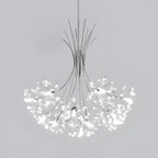 Lustre moderne en métal noir avec bouquet de cristaux et LED