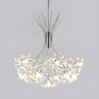 Lustre moderne en métal noir avec bouquet de cristaux et LED