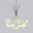Lustre moderne en métal noir avec bouquet de cristaux et LED