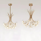 Lustre moderne en métal noir avec bouquet de cristaux et LED