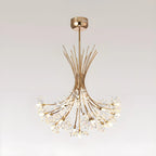 Lustre moderne en métal noir avec bouquet de cristaux et LED