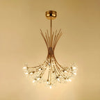 Lustre moderne en métal noir avec bouquet de cristaux et LED