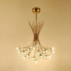 Lustre moderne en métal noir avec bouquet de cristaux et LED