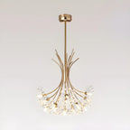 Lustre moderne en métal noir avec bouquet de cristaux et LED