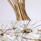 Lustre moderne en métal noir avec bouquet de cristaux et LED