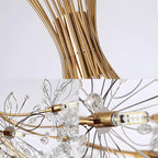 Lustre moderne en métal noir avec bouquet de cristaux et LED