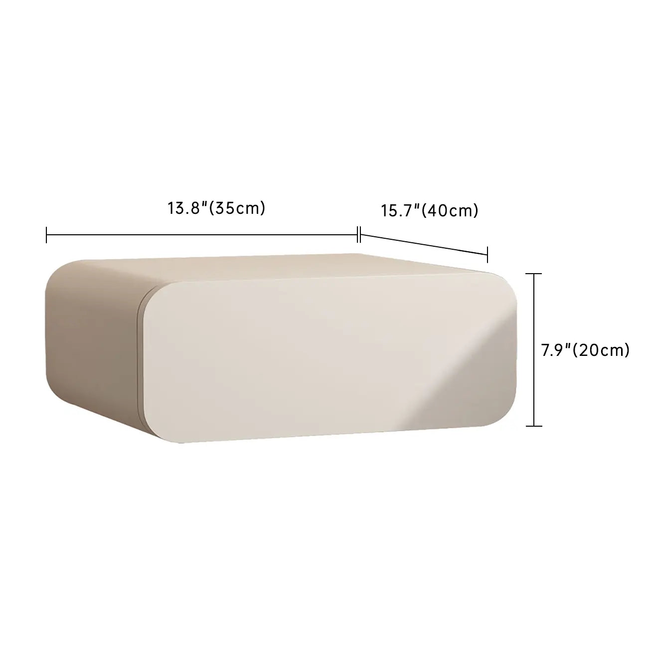 Table de chevet murale moderne en bois massif avec plateau en dalle de pierre