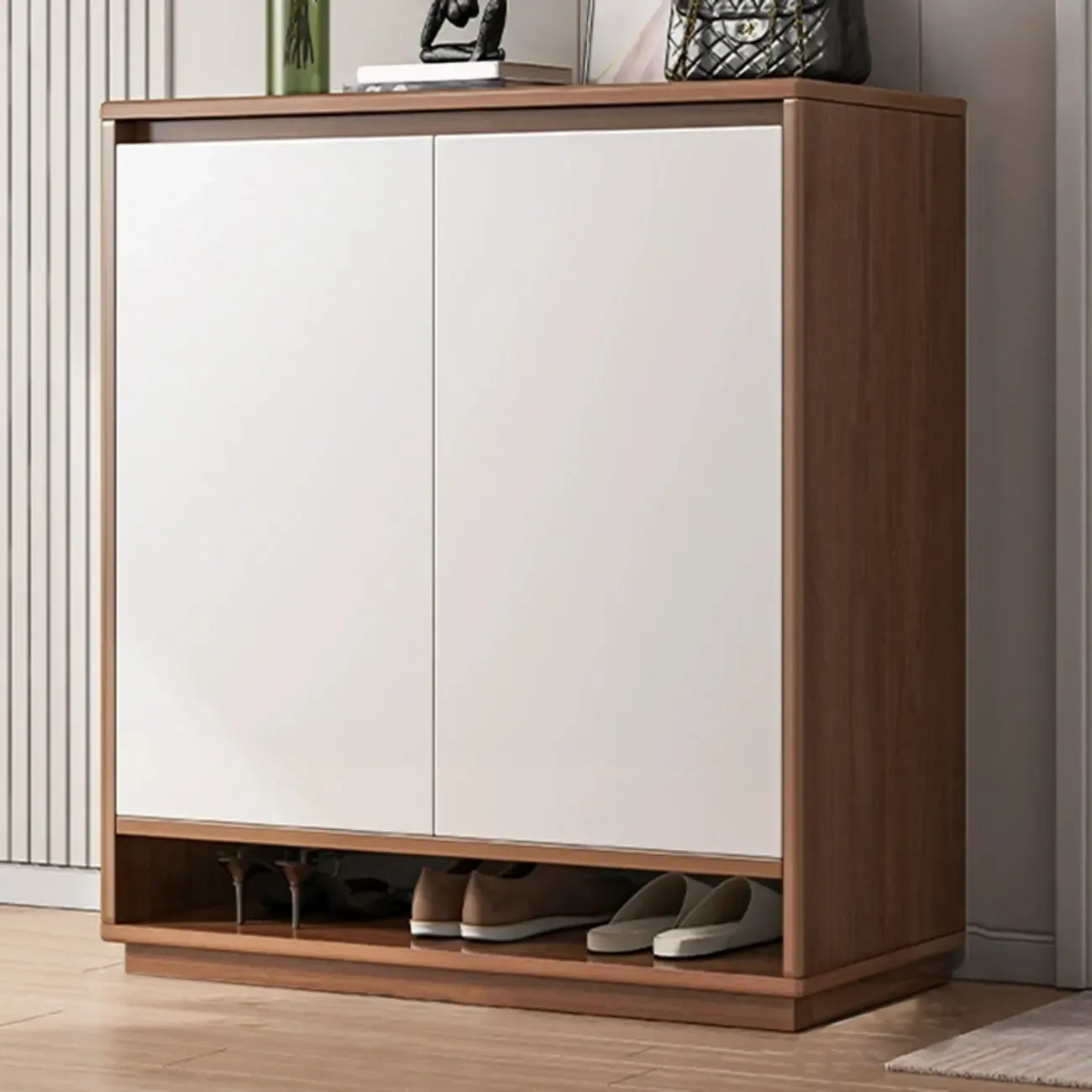 Armoire à chaussures rectangulaire en bois réglable avec porte, pour entrée