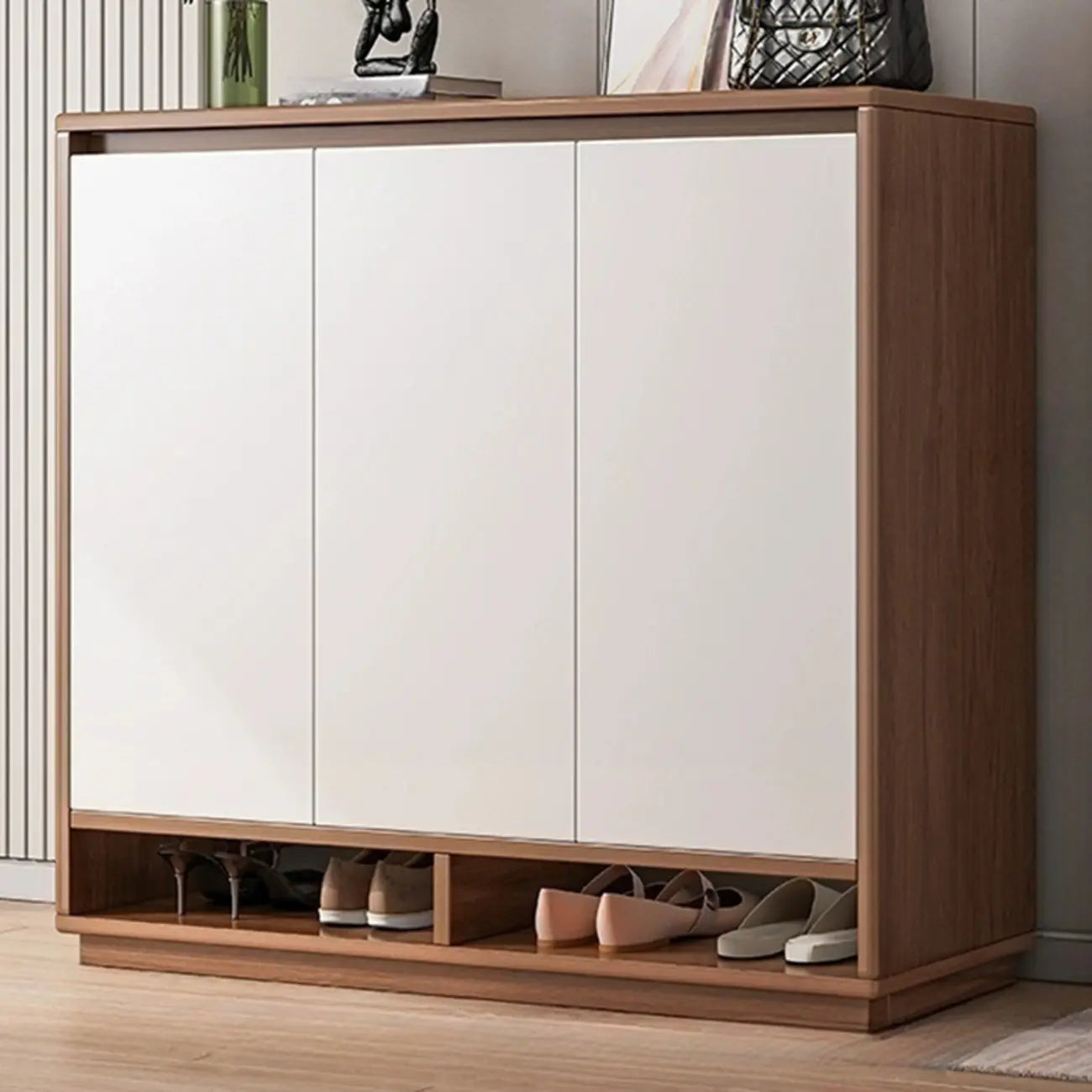 Armoire à chaussures rectangulaire en bois réglable avec porte, pour entrée