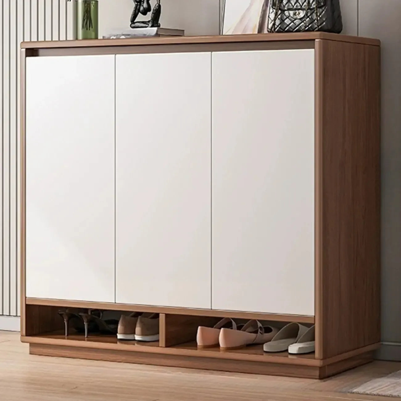 Armoire à chaussures rectangulaire en bois réglable avec porte, pour entrée