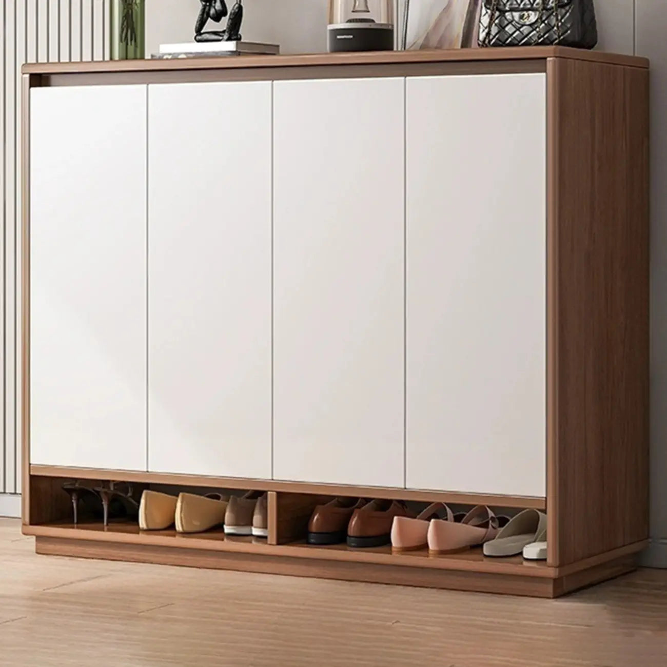 Armoire à chaussures rectangulaire en bois réglable avec porte, pour entrée
