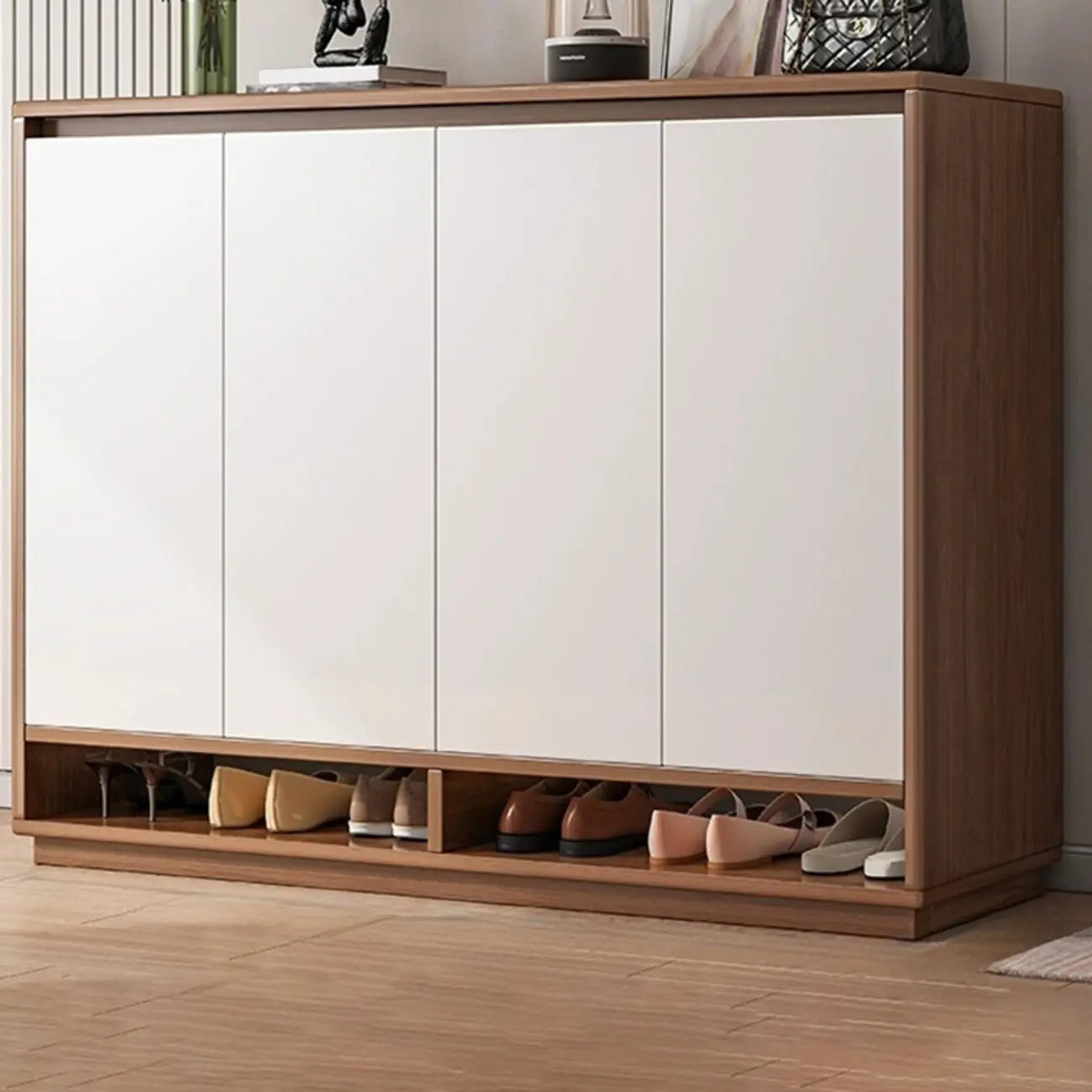 Armoire à chaussures rectangulaire en bois réglable avec porte, pour entrée