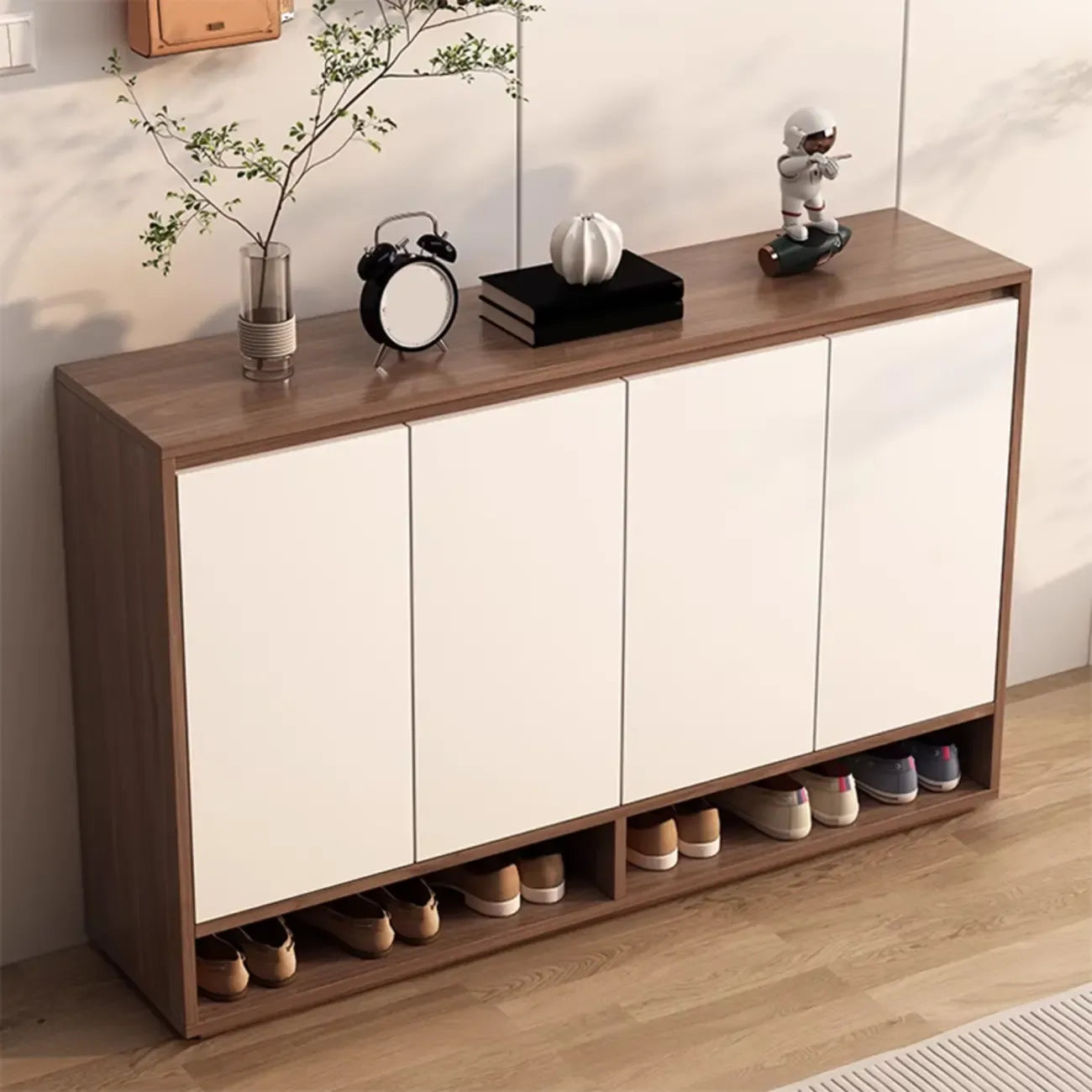 Armoire à chaussures rectangulaire en bois réglable avec porte, pour entrée