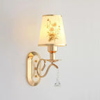 Applique murale moderne en verre doré à LED avec décoration en cristal