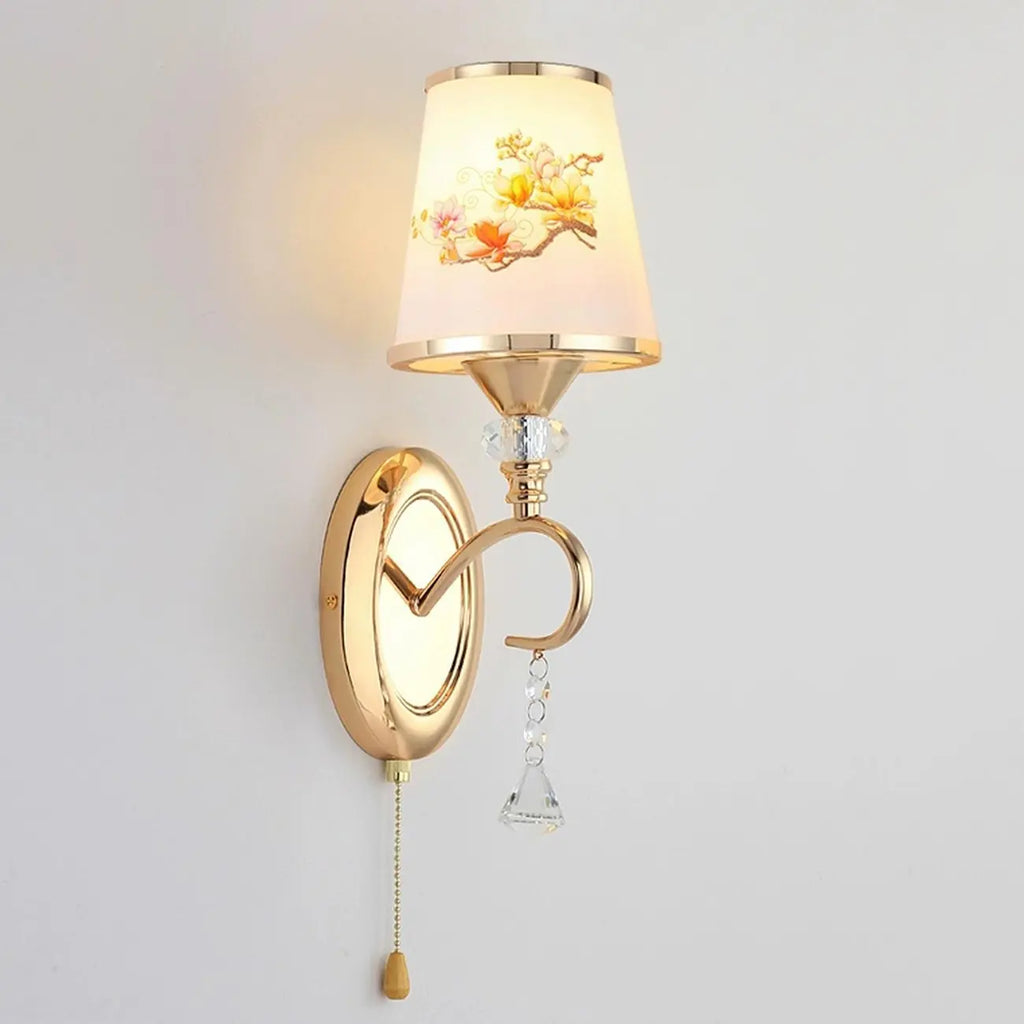 Applique murale moderne en verre doré à LED avec décoration en cristal
