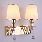 Applique murale moderne en verre doré à LED avec décoration en cristal