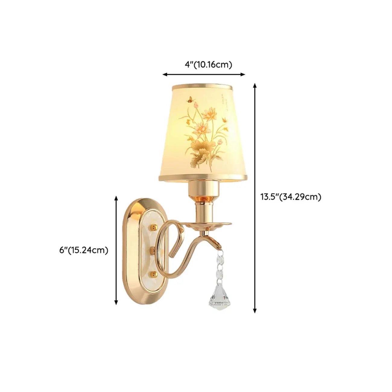 Applique murale moderne en verre doré à LED avec décoration en cristal