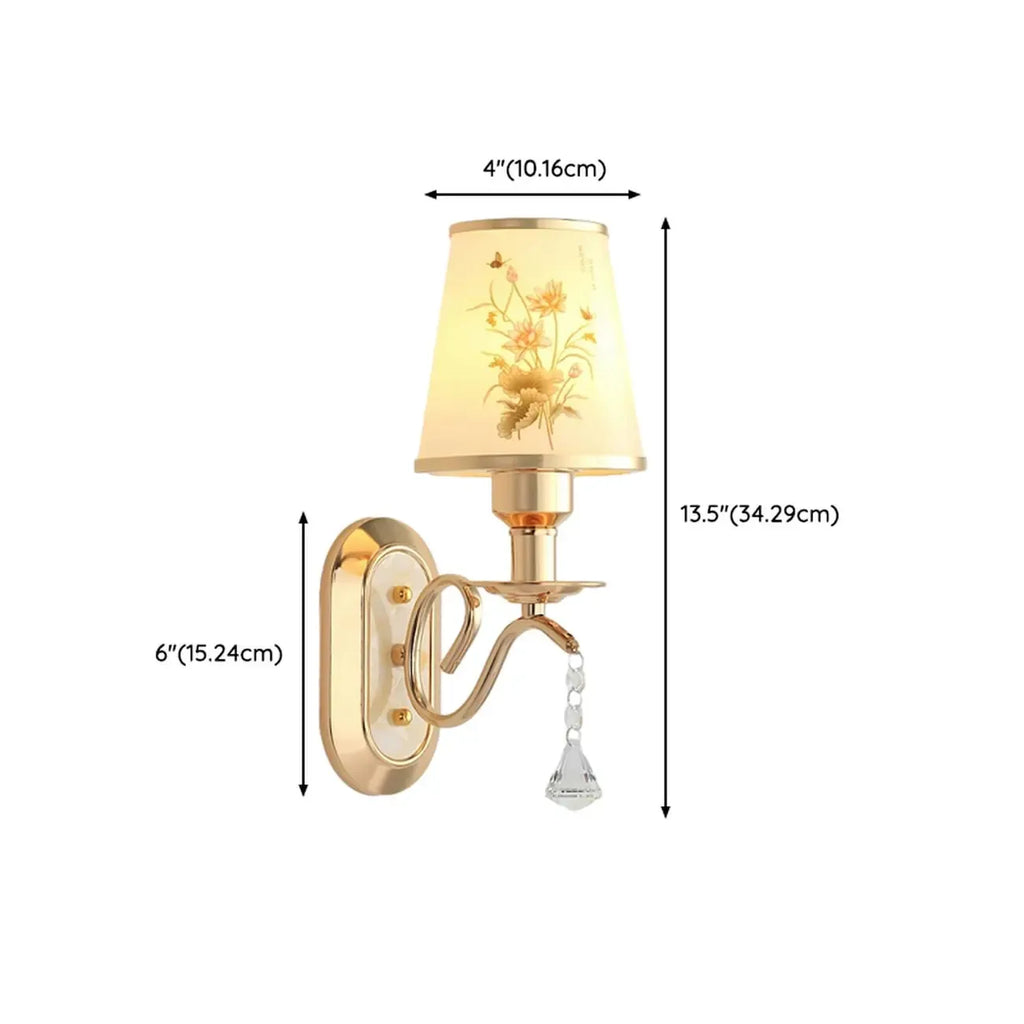 Applique murale moderne en verre doré à LED avec décoration en cristal