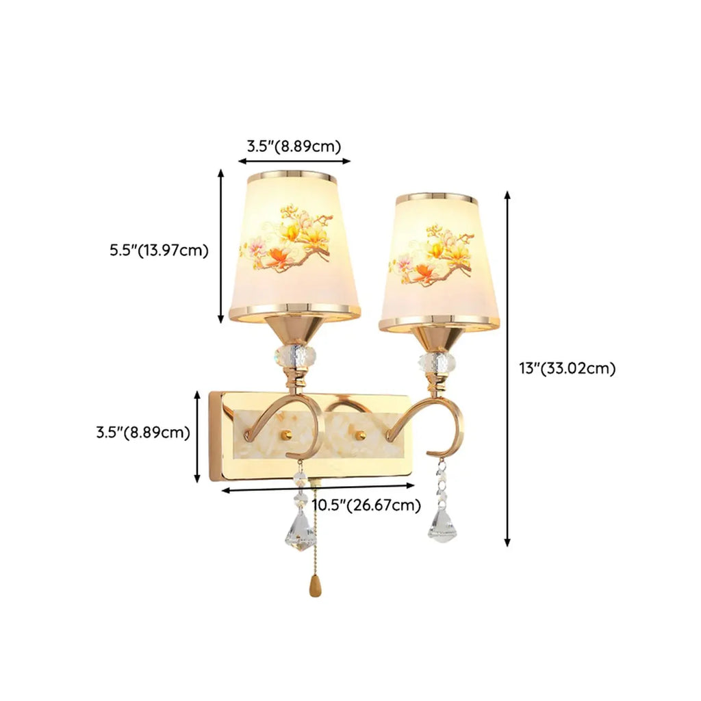 Applique murale moderne en verre doré à LED avec décoration en cristal