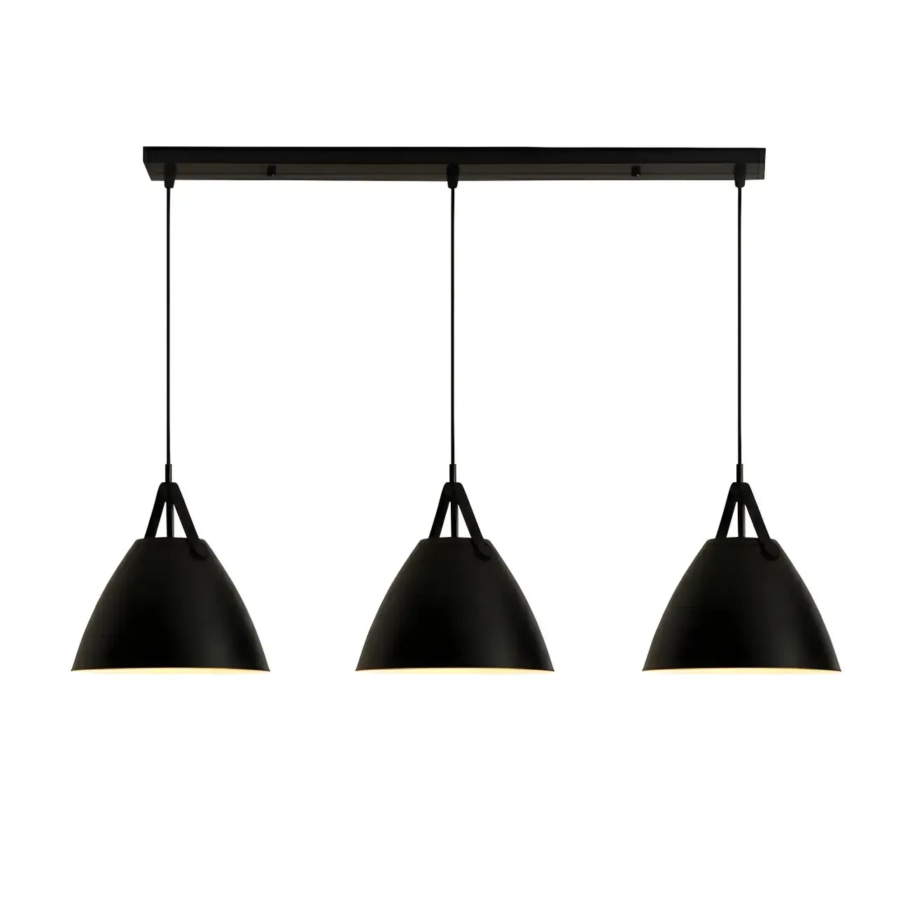 Suspension moderne en métal noir réglable pour îlot de cuisine