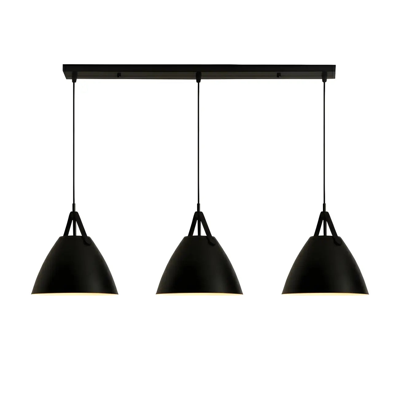 Suspension moderne en métal noir réglable pour îlot de cuisine