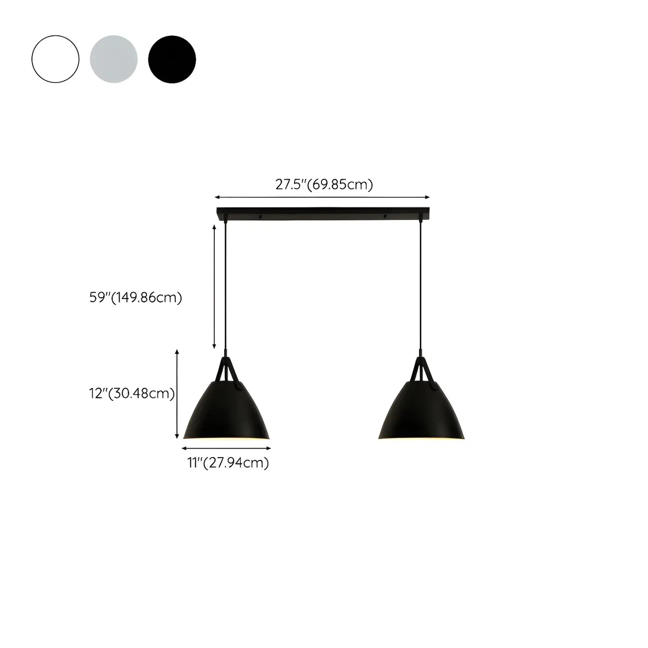 Suspension moderne en métal noir réglable pour îlot de cuisine