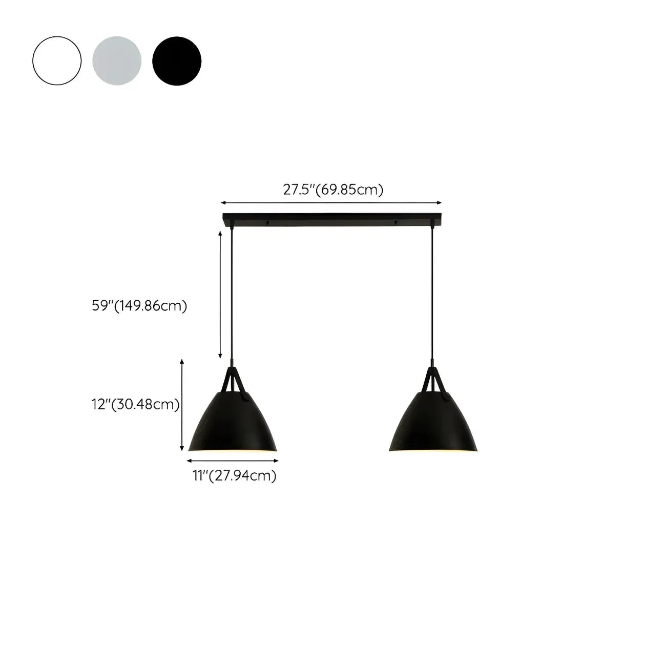 Suspension moderne en métal noir réglable pour îlot de cuisine