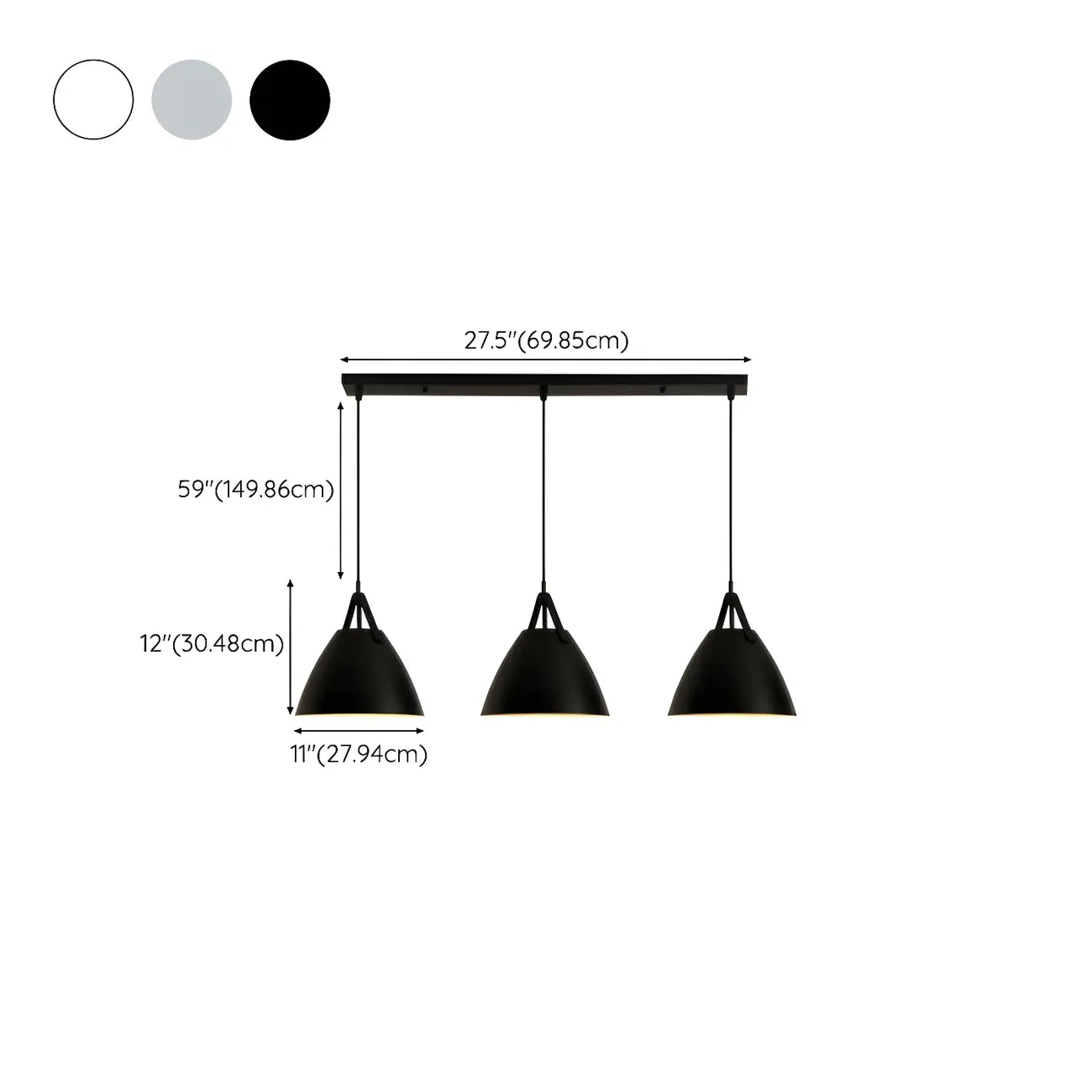 Suspension moderne en métal noir réglable pour îlot de cuisine