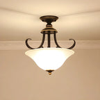 Plafonnier semi-encastré moderne en laiton à 3 lumières pour chambre à coucher