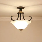 Plafonnier semi-encastré moderne en laiton à 3 lumières pour chambre à coucher