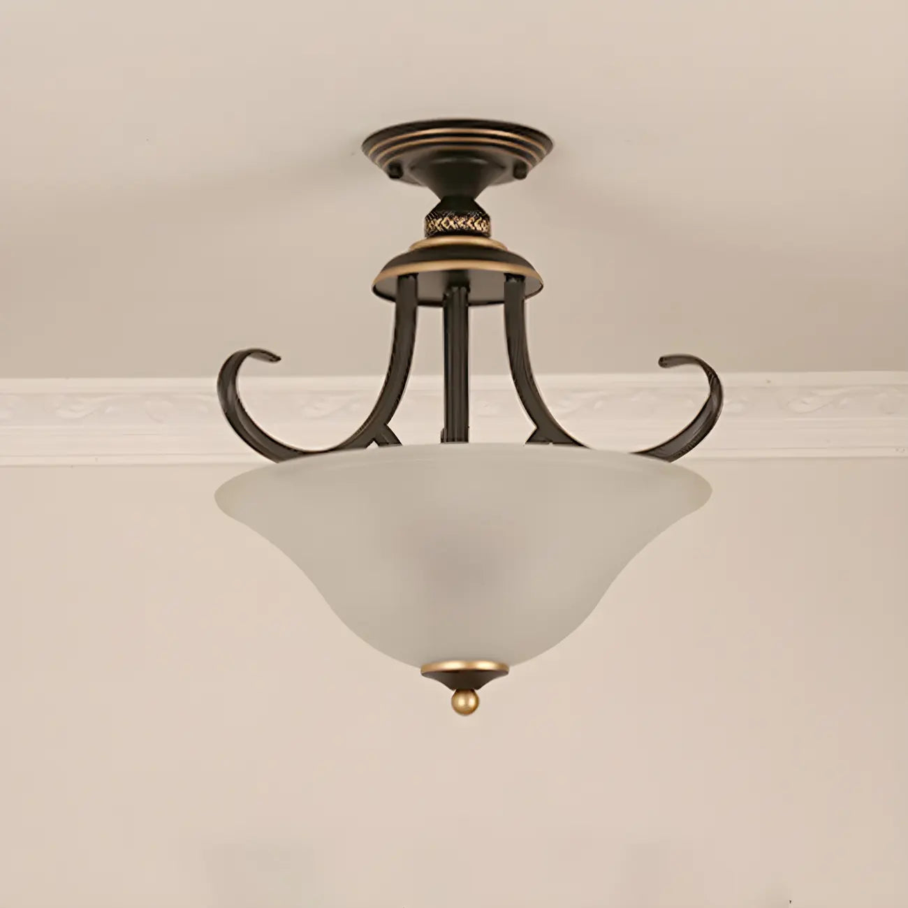 Plafonnier semi-encastré moderne en laiton à 3 lumières pour chambre à coucher