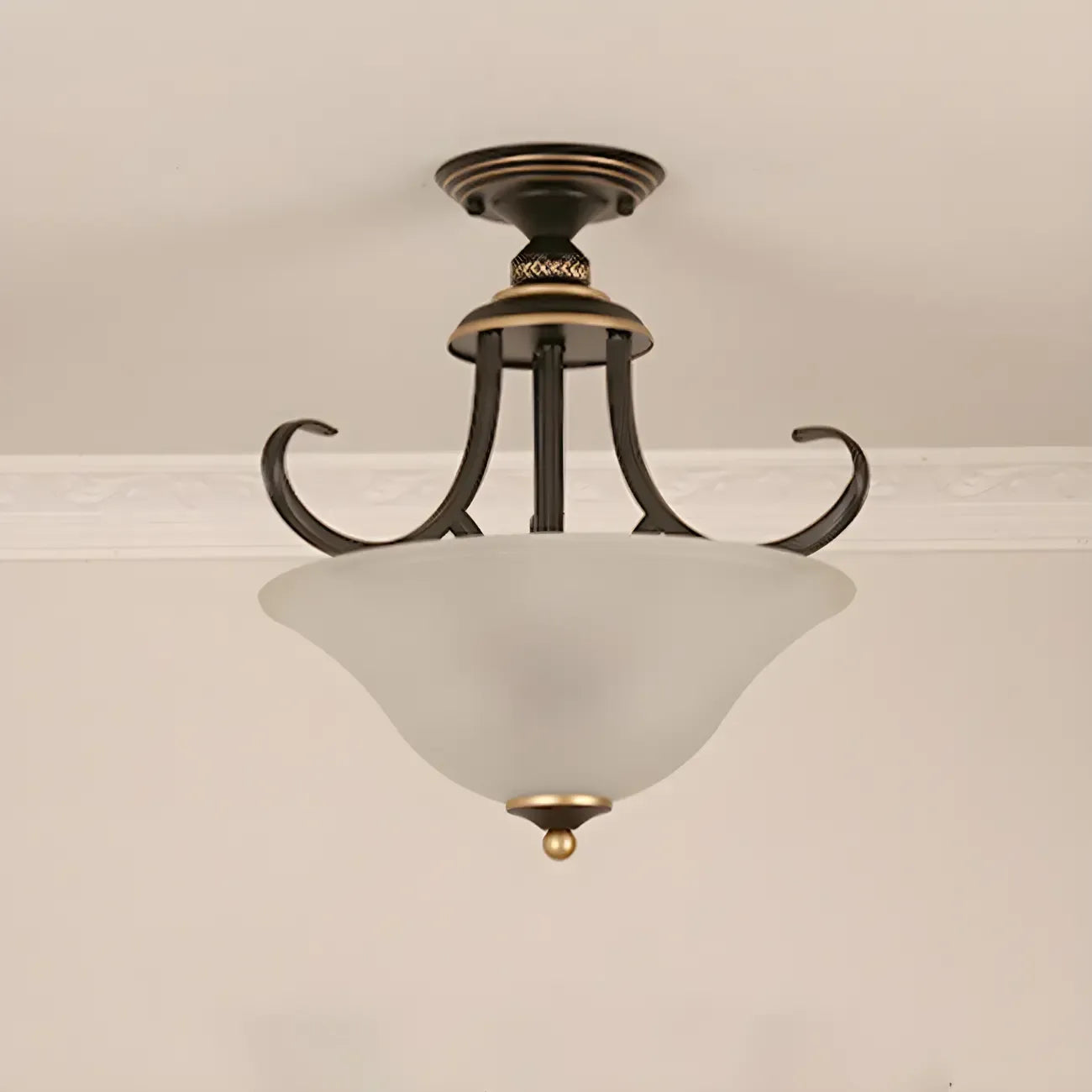 Plafonnier semi-encastré moderne en laiton à 3 lumières pour chambre à coucher