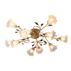 Plafonnier LED semi-encastré de luxe en verre à motif floral pour intérieur