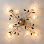 Plafonnier LED semi-encastré de luxe en verre à motif floral pour intérieur