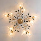 Plafonnier LED semi-encastré de luxe en verre à motif floral pour intérieur